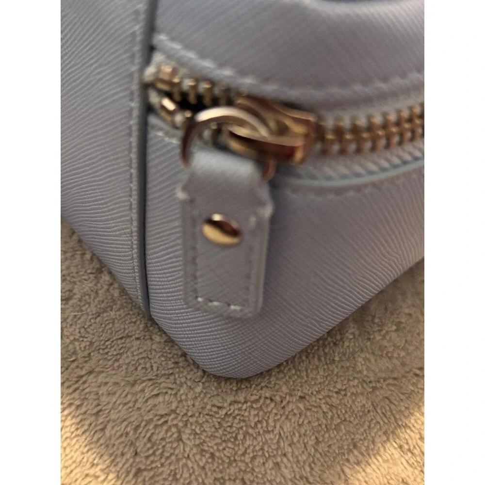 Talbots Blue Saffiano Leather Travel Jewelry Case Makeup Organizer Box Mini